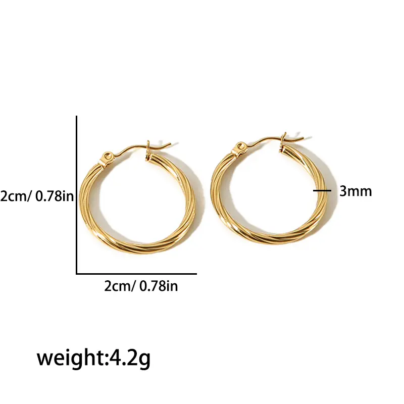 1 Pair Minimalist Style Ring Shape Stainless Steel 18K Gold Plated  Women's Hoop Earrings h5 Picture2